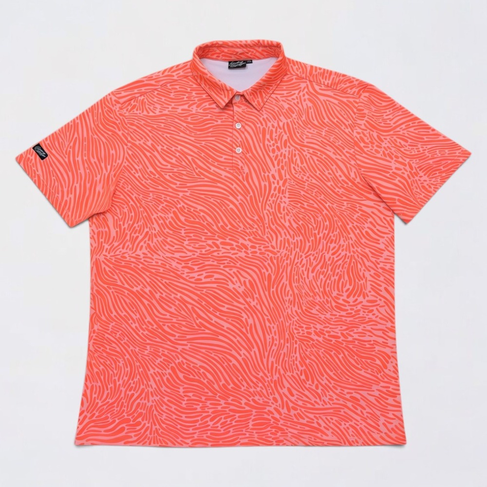 Sunday Swagger Polo Shirt Mens 2XL Orange Crush Abstract Performance Golf